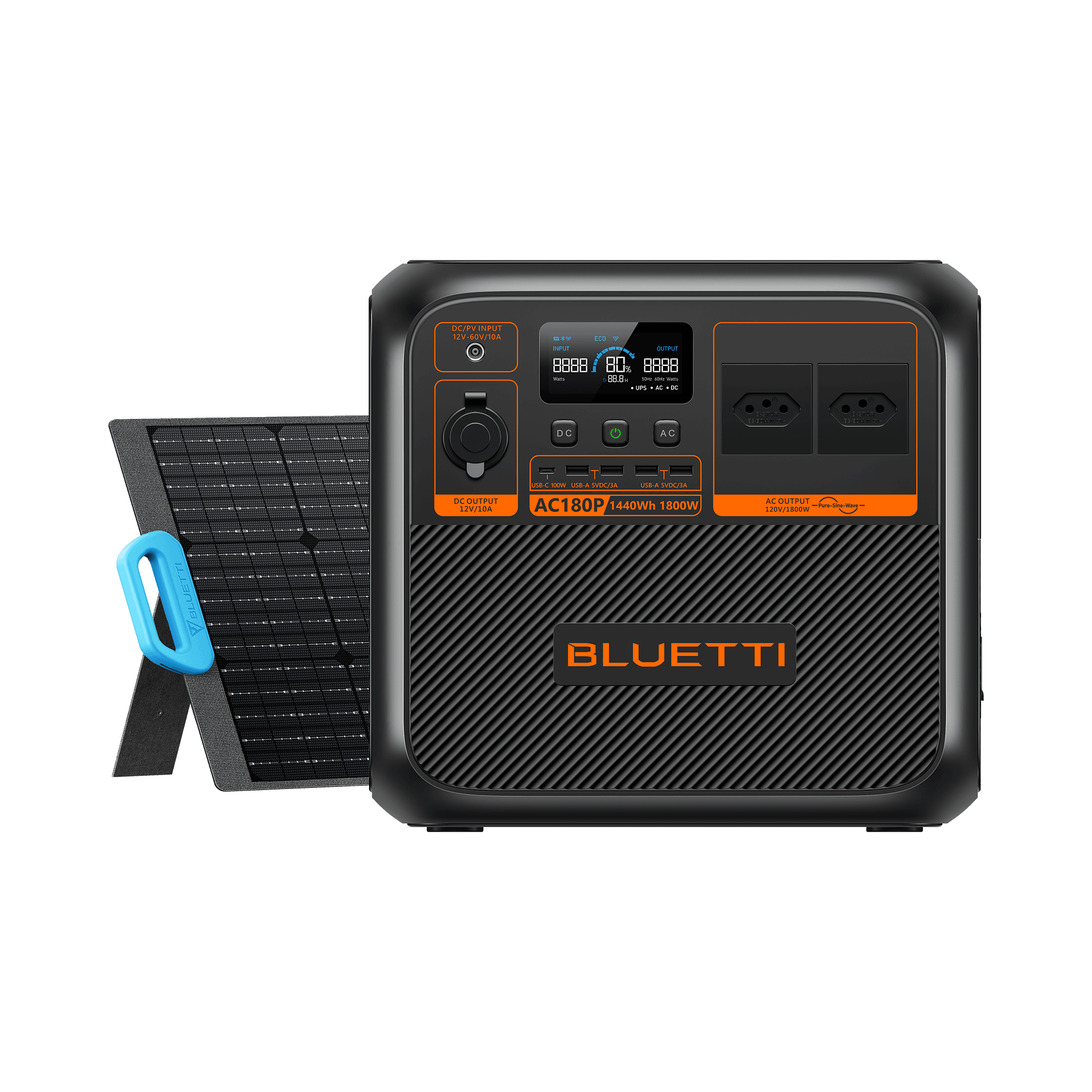 BLUETTI AC180P Estação de Energia Solar Portátil | 1.800 W 1.440 Wh 5