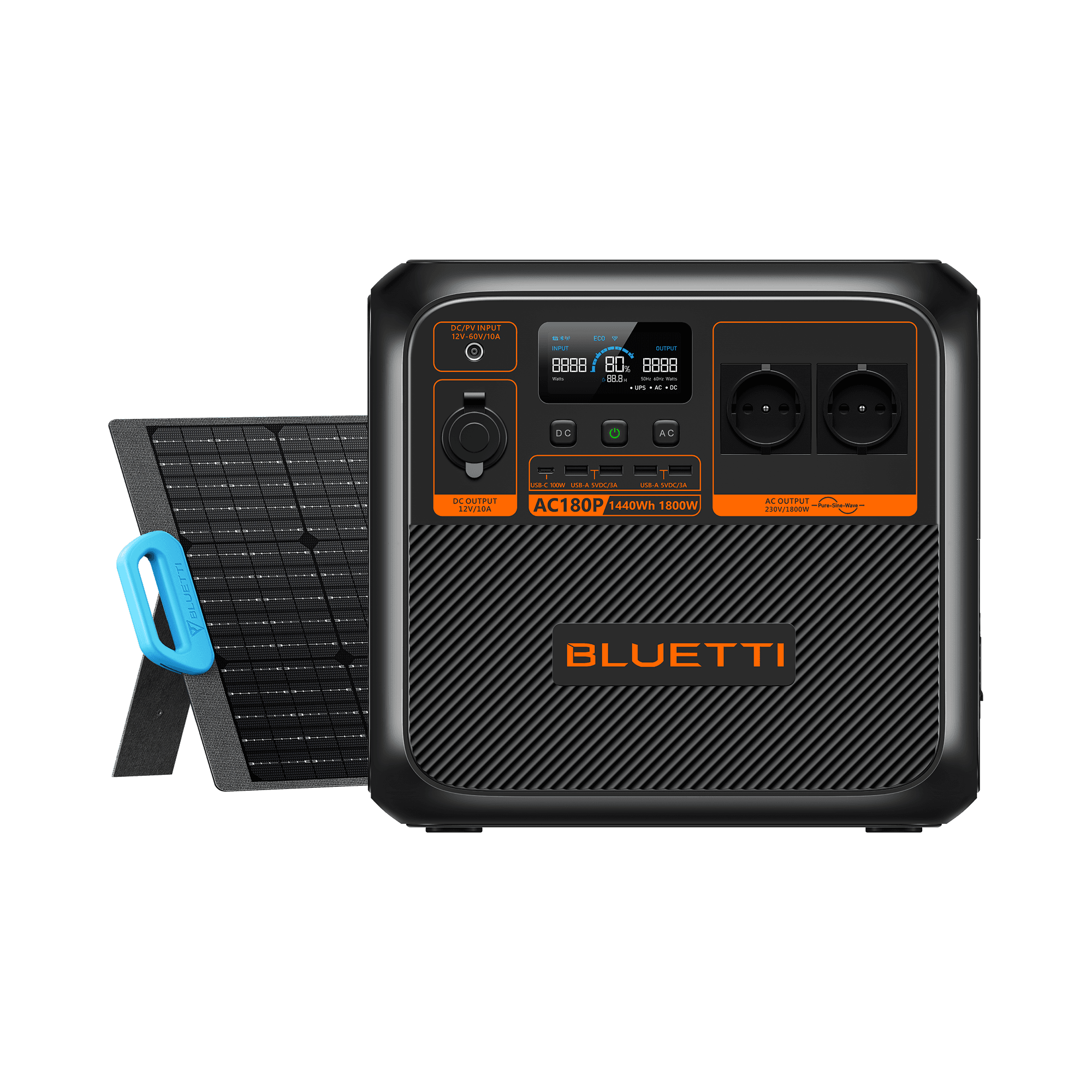BLUETTI AC180P Estação de Energia Solar Portátil | 1.800 W 1.440 Wh 6