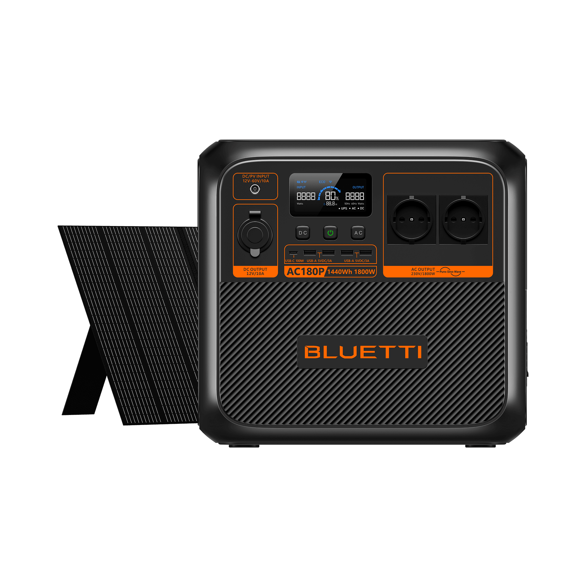 BLUETTI AC180P Estação de Energia Solar Portátil | 1.800 W 1.440 Wh 10
