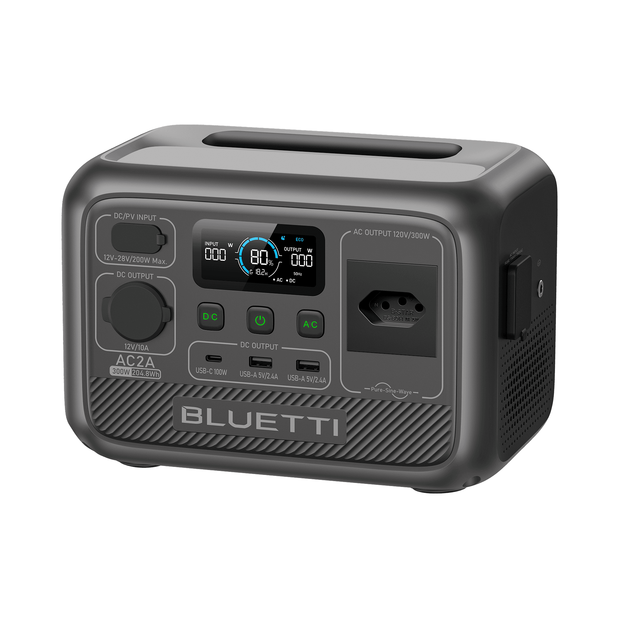 BLUETTI AC2A Estação de Energia Portátil | 300 W 204 Wh 5