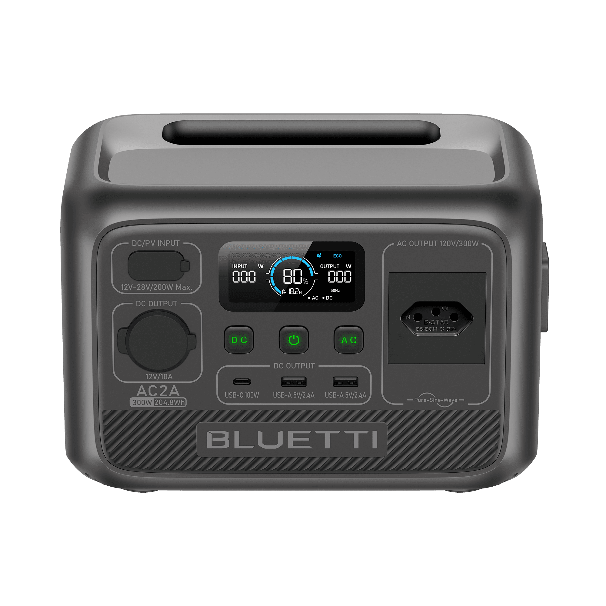 BLUETTI AC2A Estação de Energia Portátil | 300 W 204 Wh 6