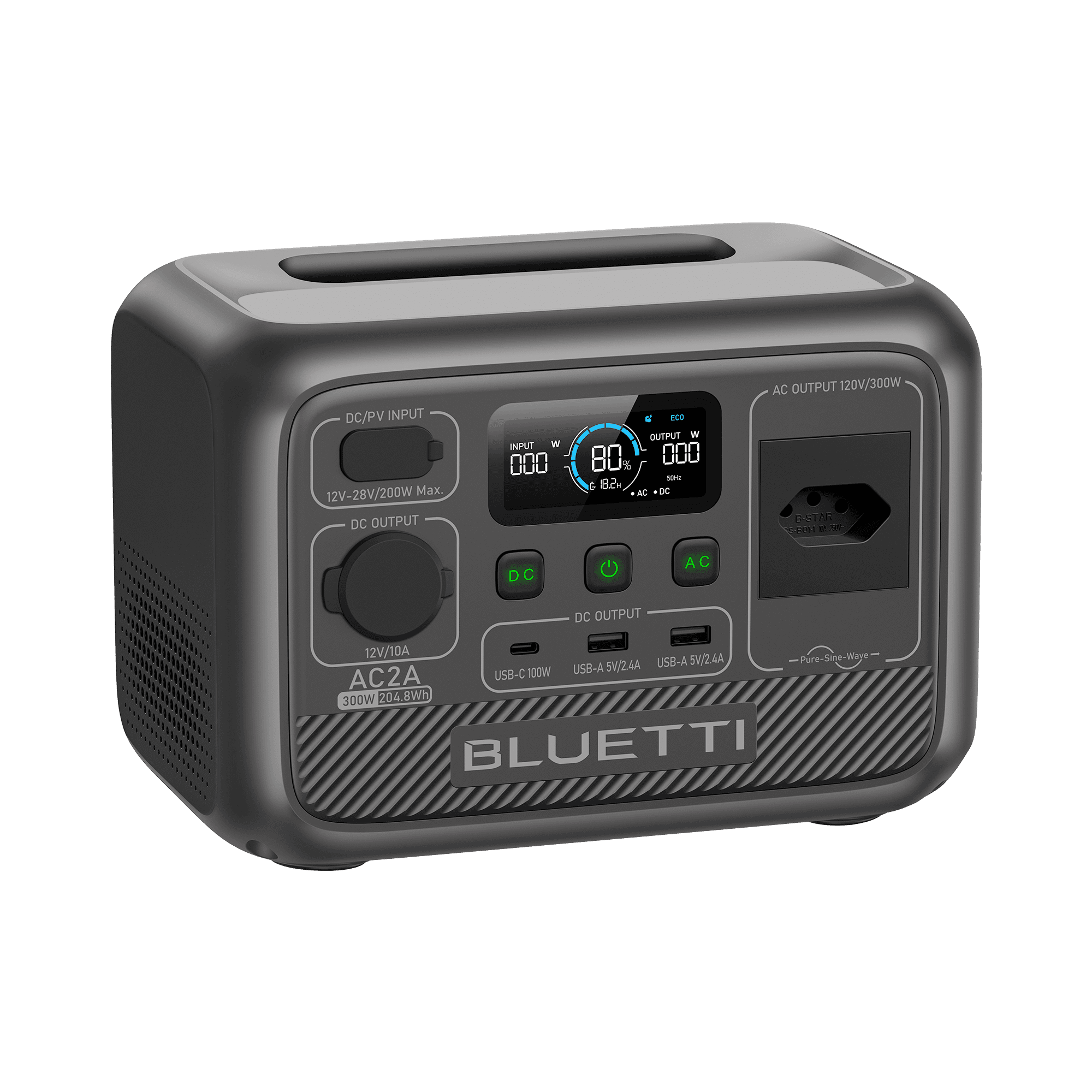 BLUETTI AC2A Estação de Energia Portátil | 300 W 204 Wh 4