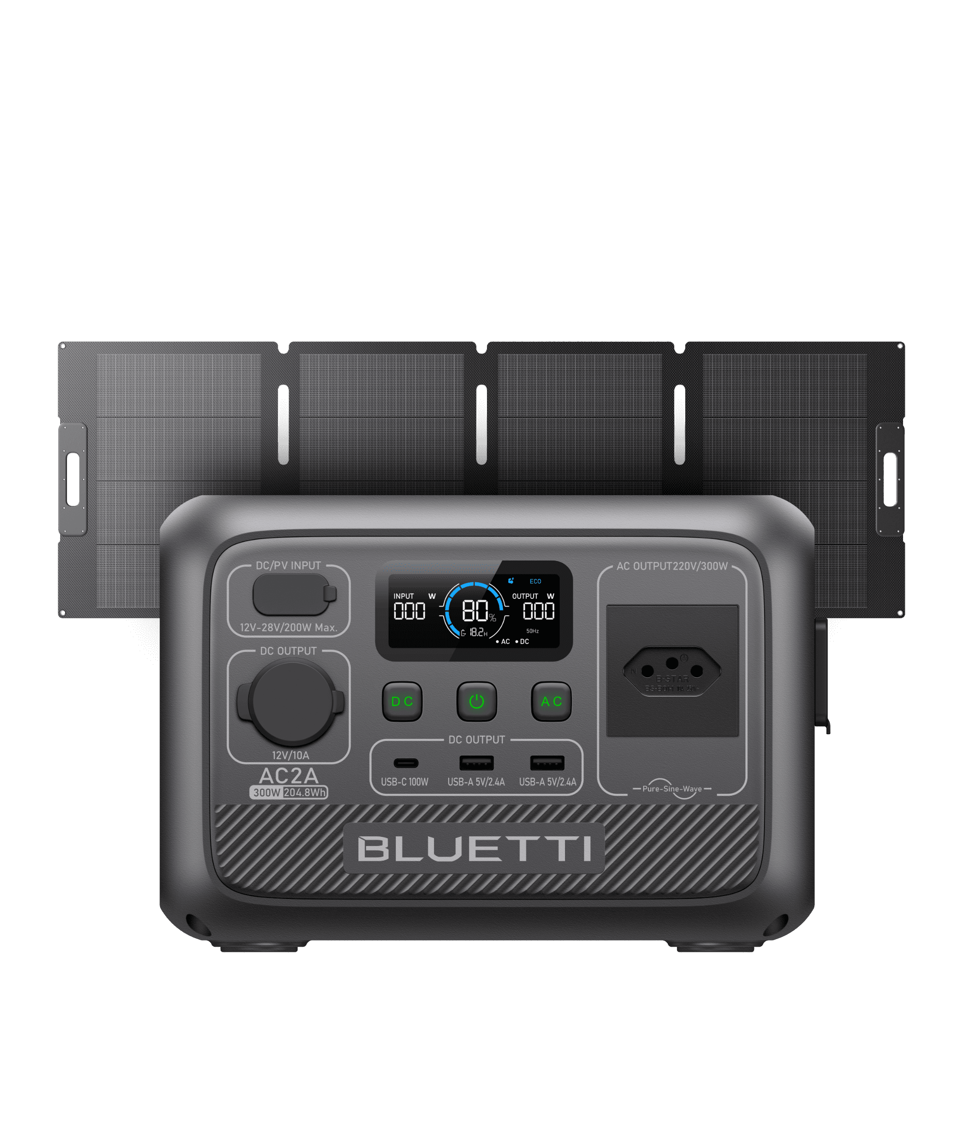 BLUETTI AC2A Estação de Energia Portátil | 300 W 204 Wh 14