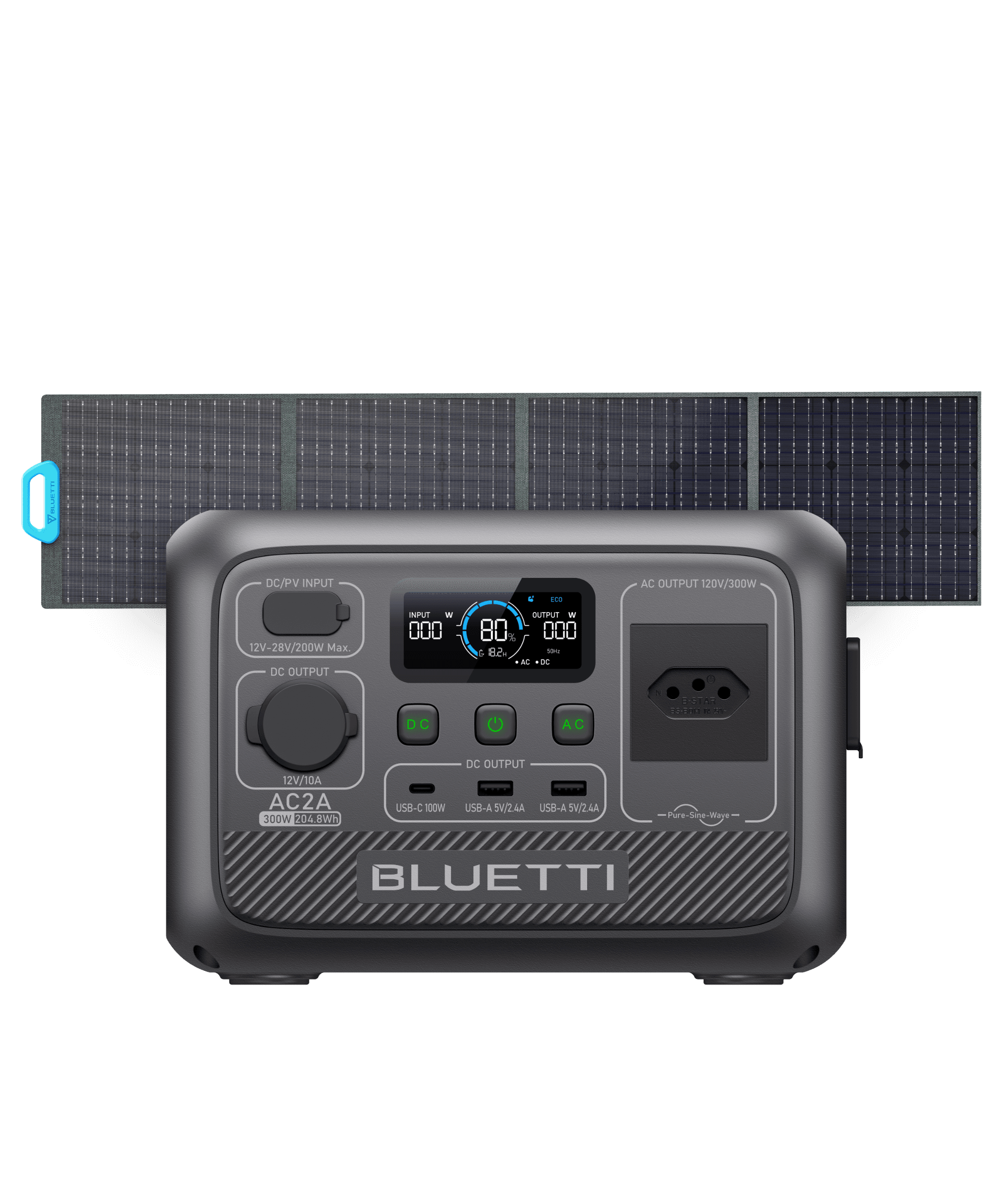 BLUETTI AC2A Estação de Energia Portátil | 300 W 204 Wh 12