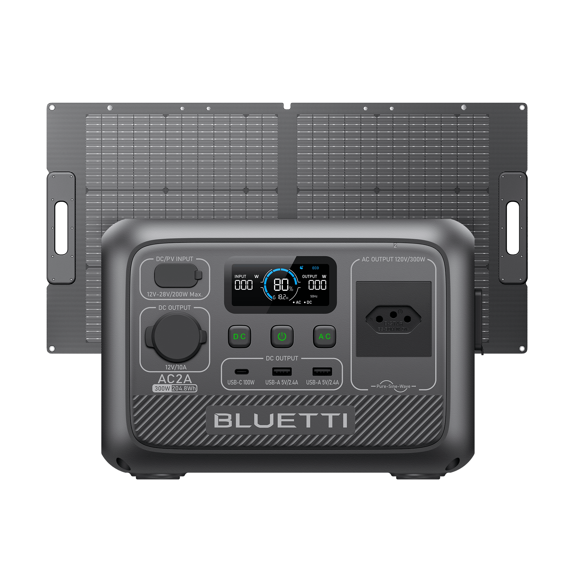 BLUETTI AC2A Estação de Energia Portátil | 300 W 204 Wh 16