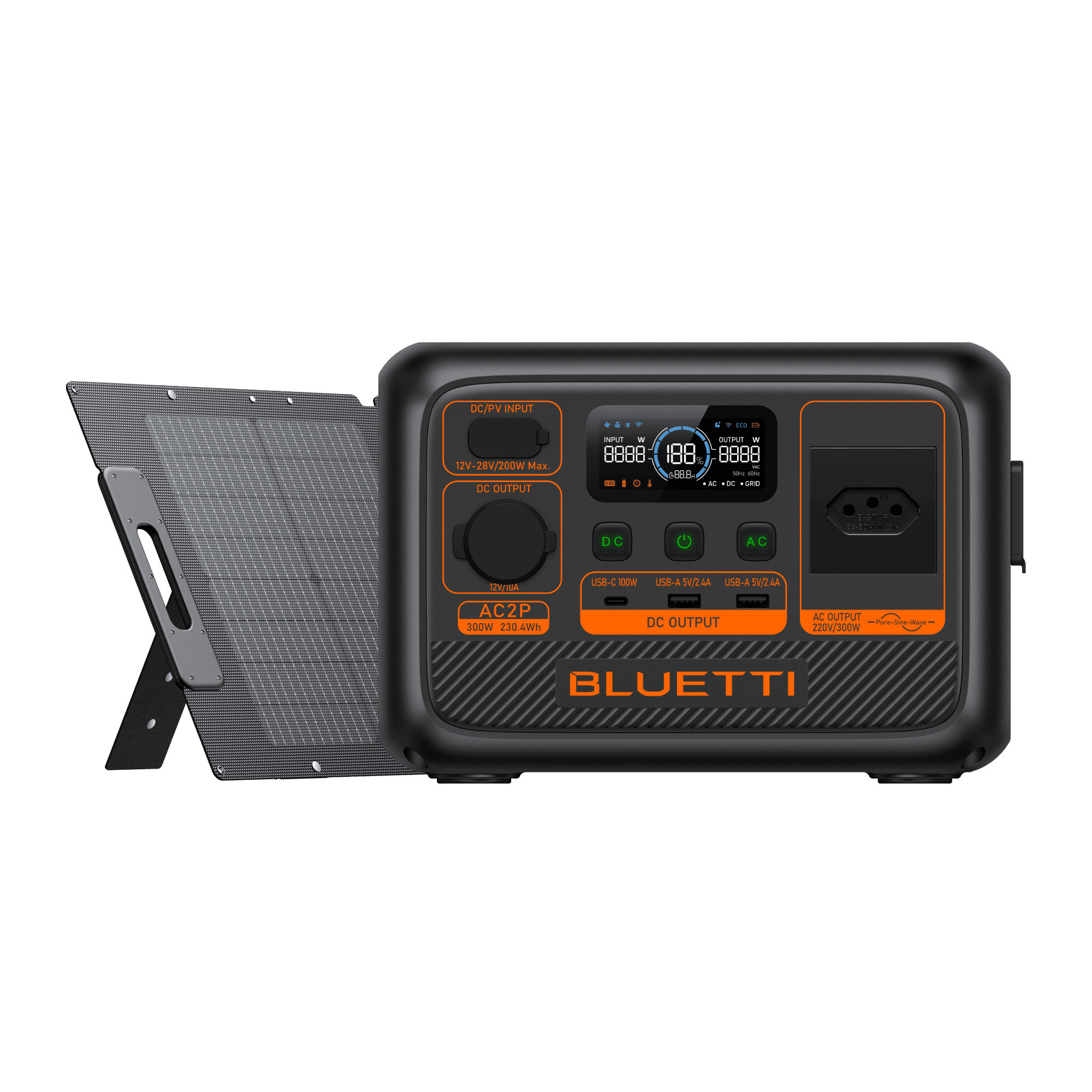 BLUETTI AC2P Estação de Energia Portátil | 300 W 230,4 Wh 9