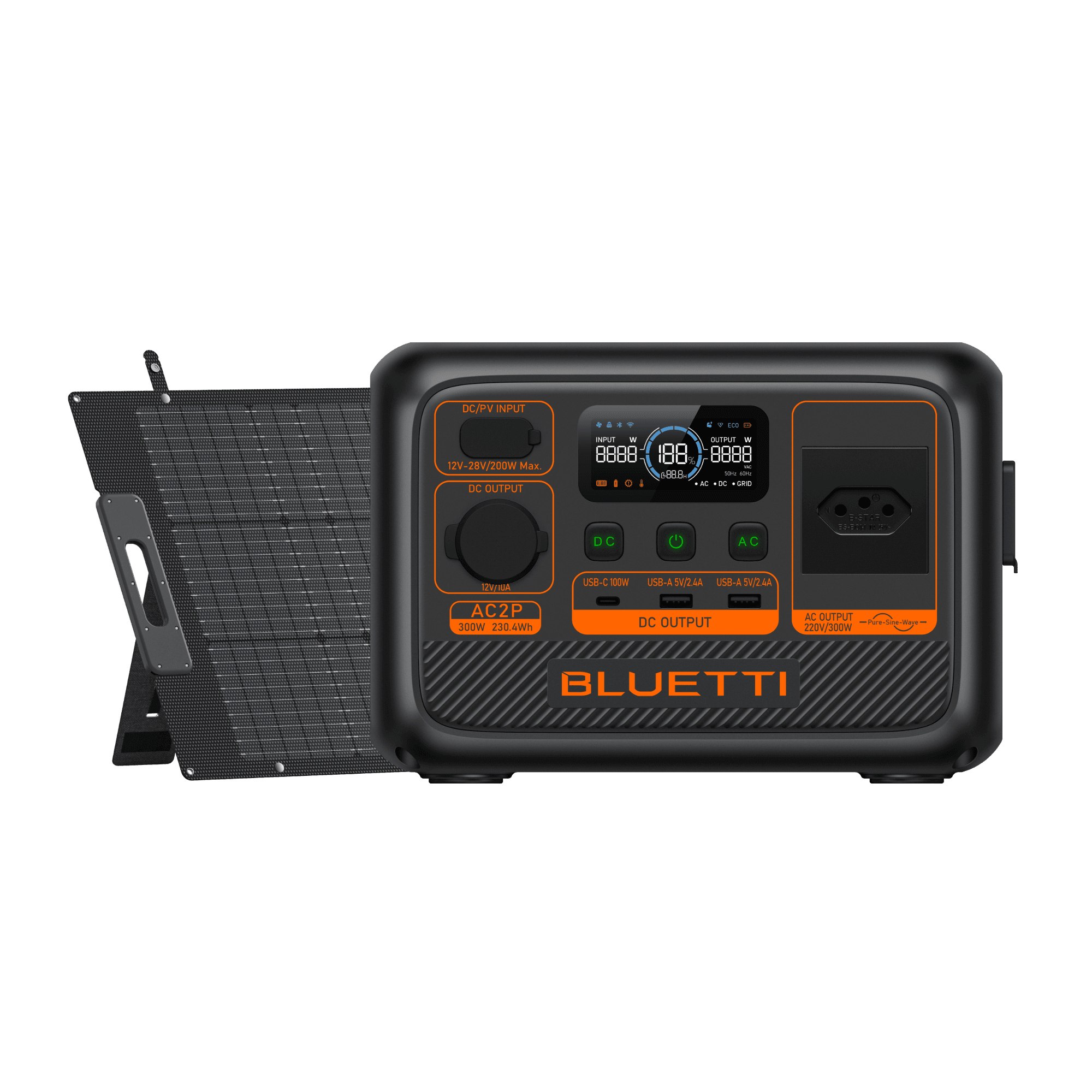 BLUETTI AC2P Estação de Energia Portátil | 300 W 230,4 Wh 11