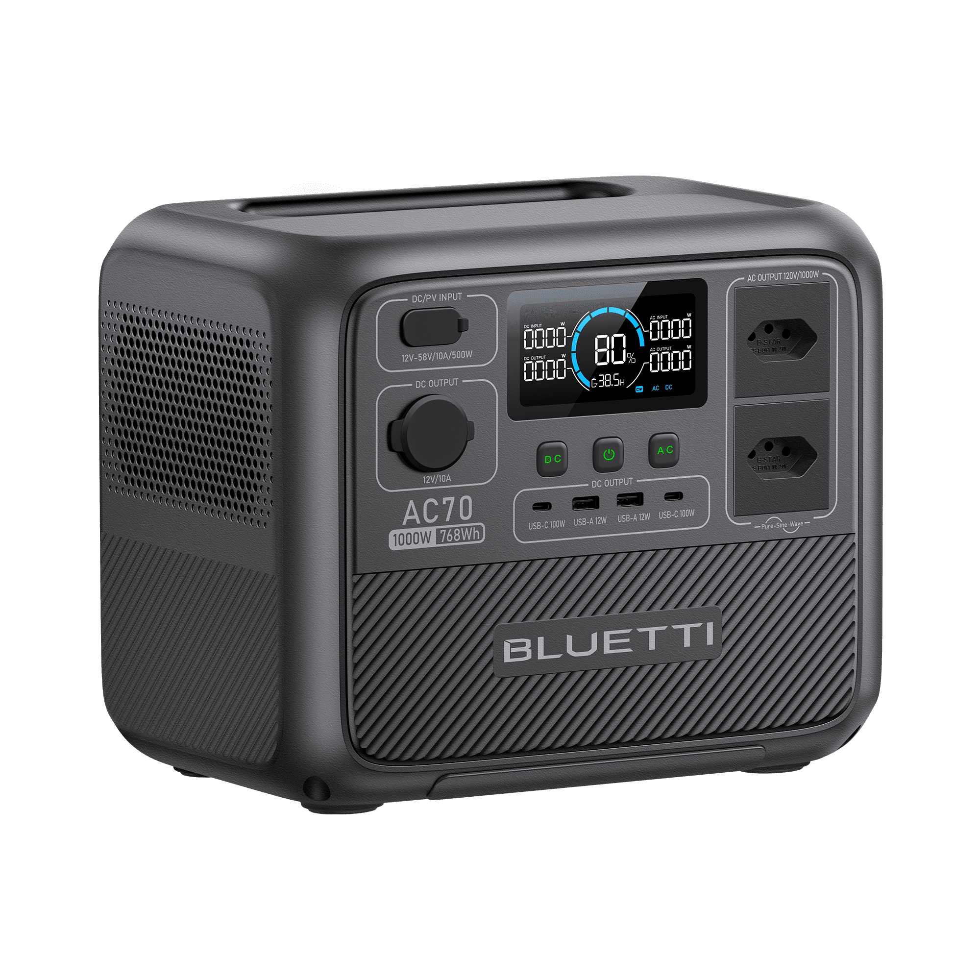 BLUETTI AC70 Estação de Energia Portátil | 1000 W 768 Wh 12