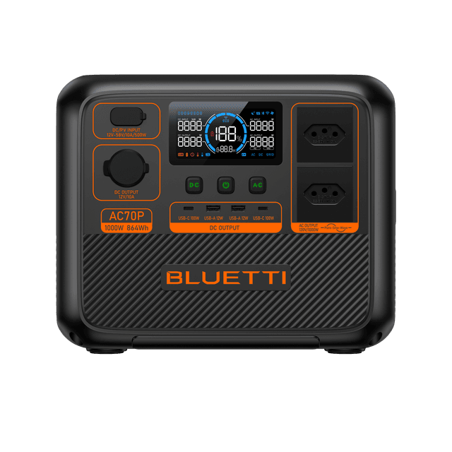 BLUETTI AC70P Estação de Energia Portátil | 1000 W 864 Wh