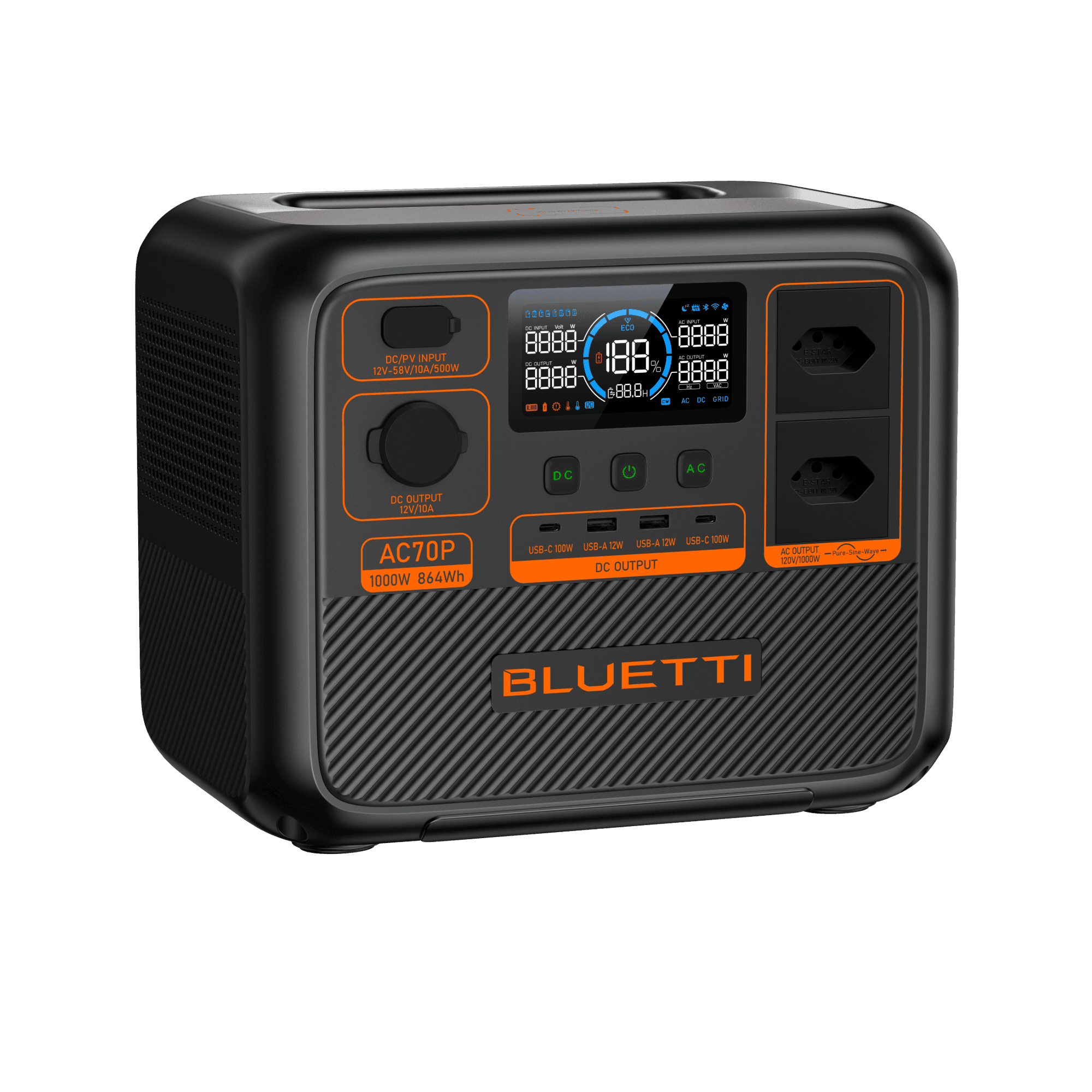 BLUETTI AC70P Estação de Energia Portátil | 1000 W 864 Wh 5