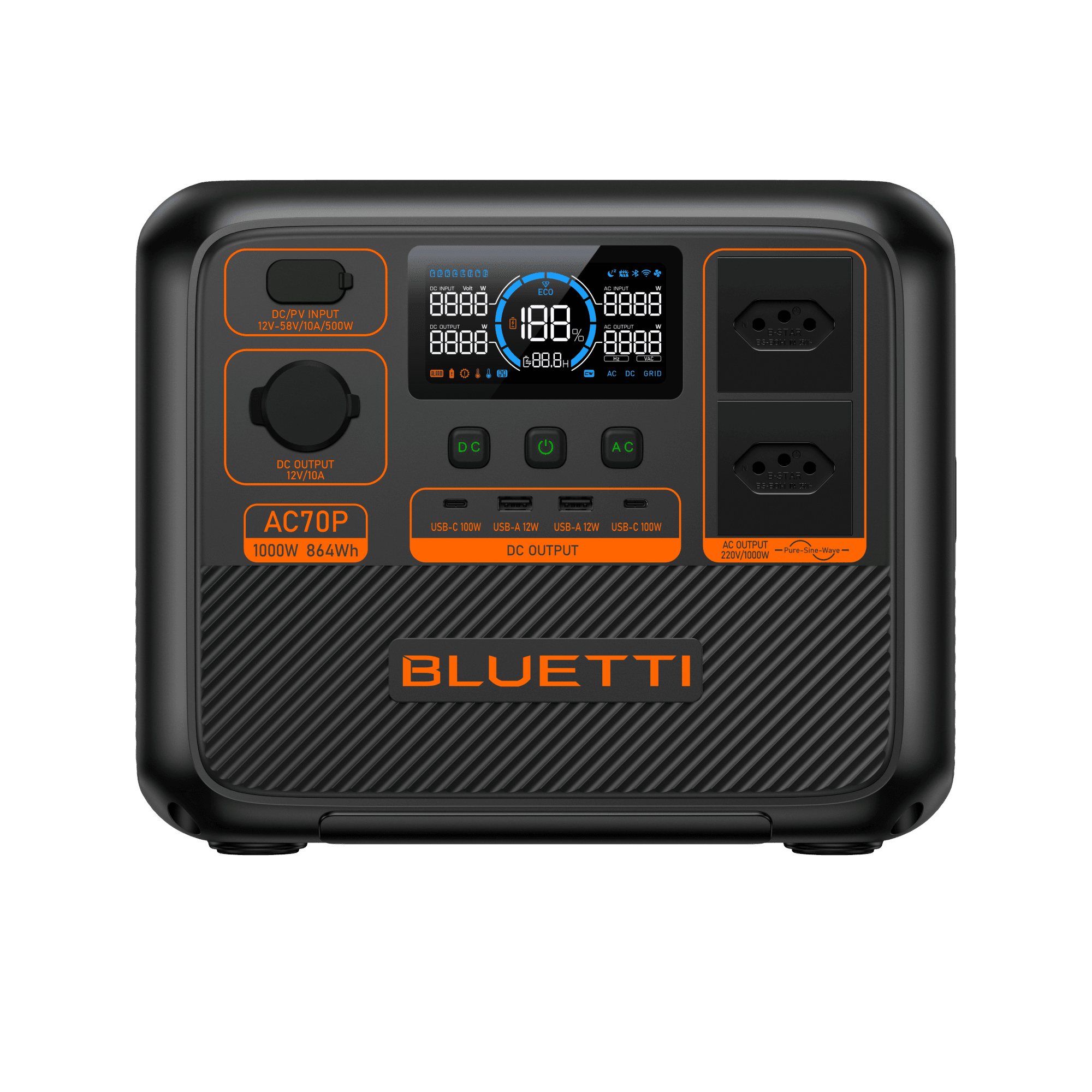 BLUETTI AC70P Estação de Energia Portátil | 1000 W 864 Wh 7