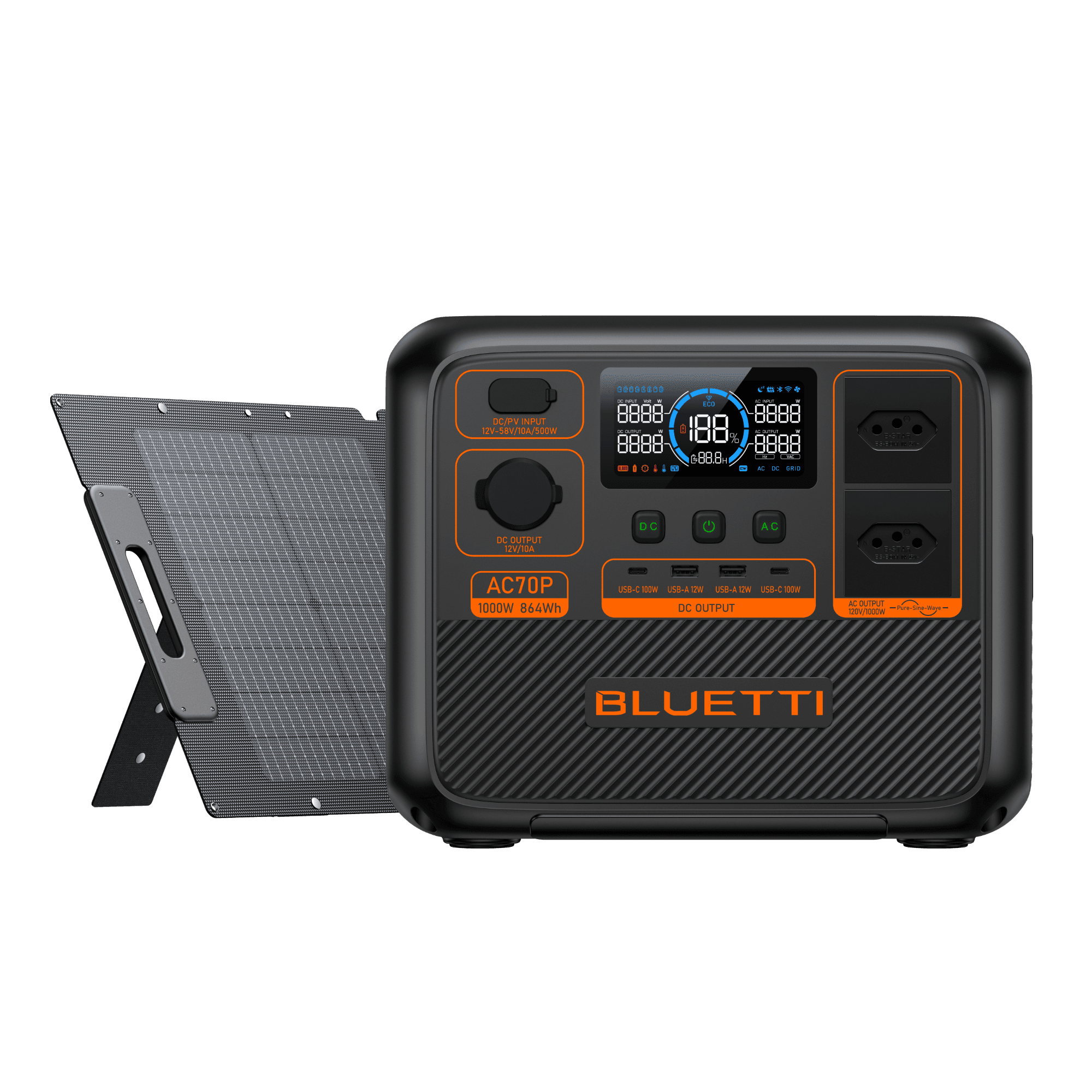 BLUETTI AC70P Estação de Energia Portátil | 1000 W 864 Wh 8