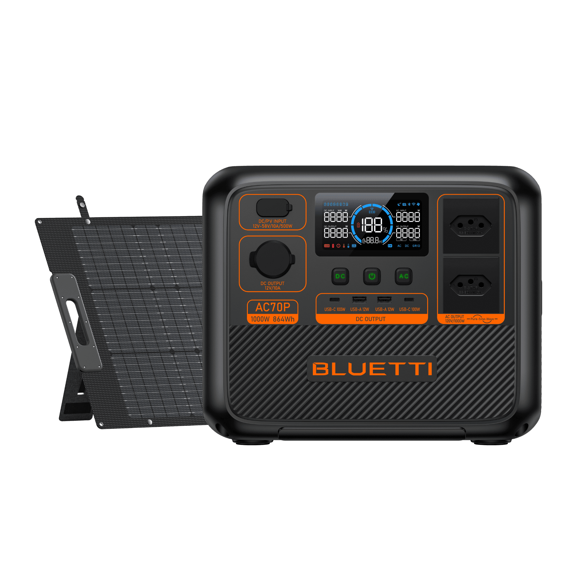 BLUETTI AC70P Estação de Energia Portátil | 1000 W 864 Wh 10